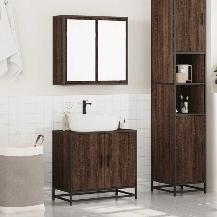 Set Mobili da Bagno 2 pz Rovere Marrone in Legno Multistrato 3300889