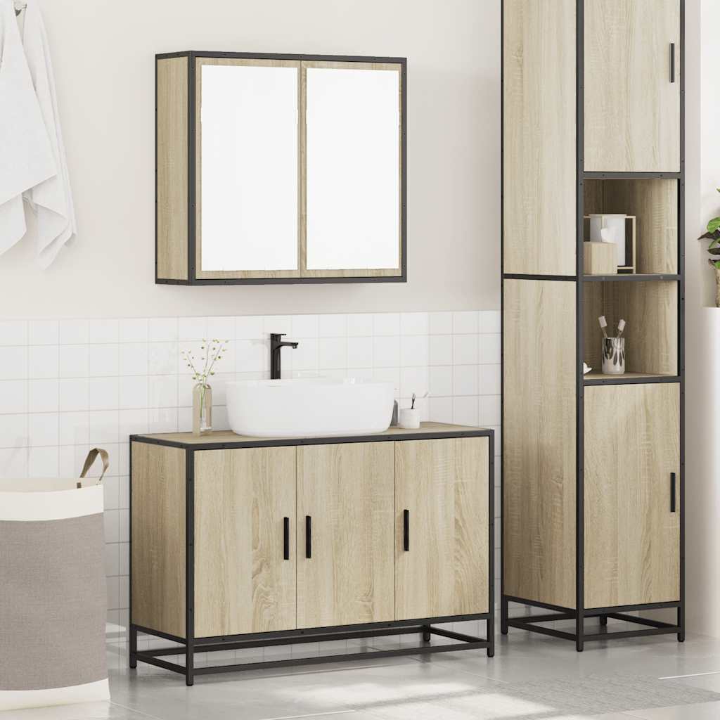 vidaXL Set Mobili da Bagno 2 pz Rovere Sonoma in Legno Multistrato
