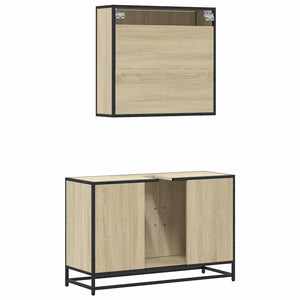 vidaXL Set Mobili da Bagno 2 pz Rovere Sonoma in Legno Multistrato