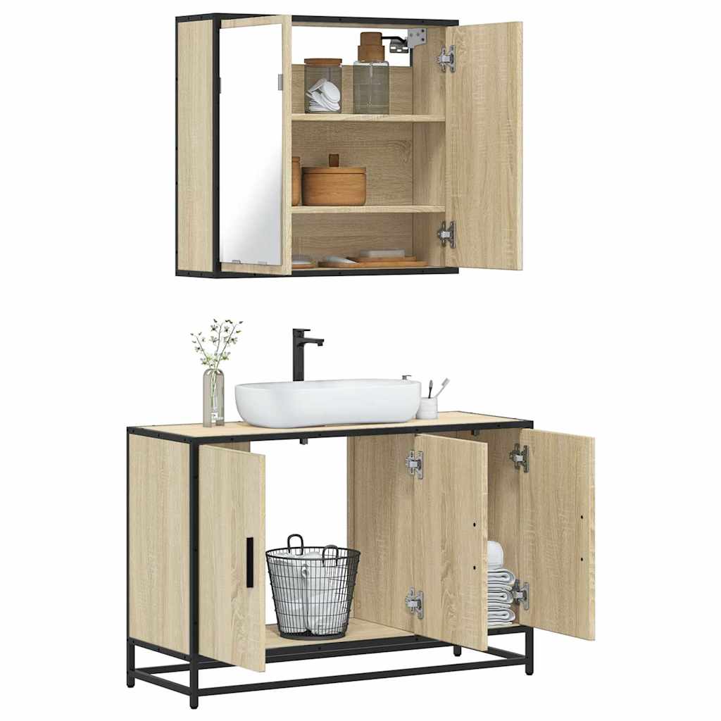 vidaXL Set Mobili da Bagno 2 pz Rovere Sonoma in Legno Multistrato