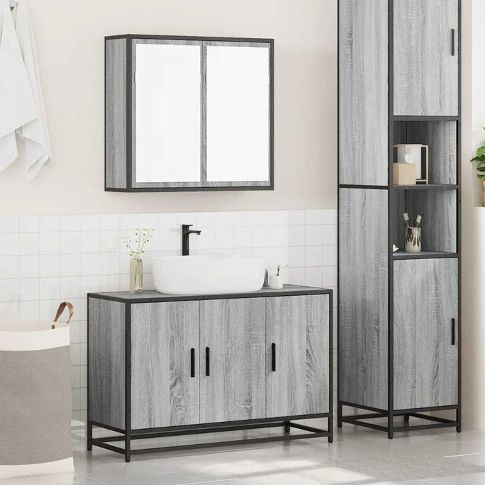 vidaXL Set Mobili da Bagno 2 pz Grigio Sonoma in Legno Multistrato