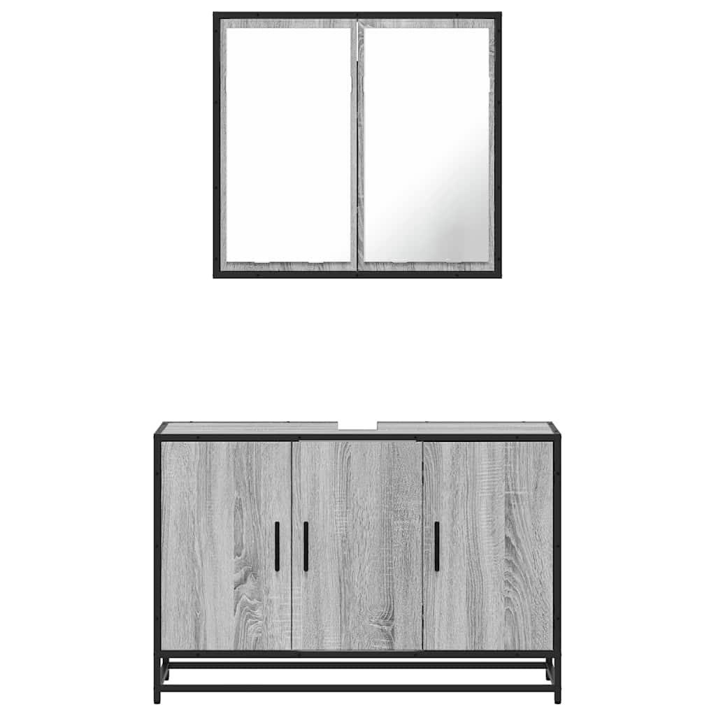 vidaXL Set Mobili da Bagno 2 pz Grigio Sonoma in Legno Multistrato