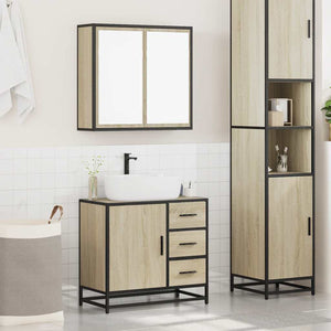 Set Mobili da Bagno 2 pz Rovere Sonoma in Legno Multistrato