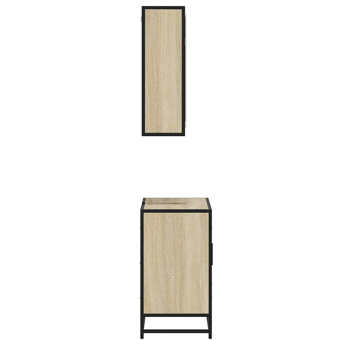 Set Mobili da Bagno 2 pz Rovere Sonoma in Legno Multistrato