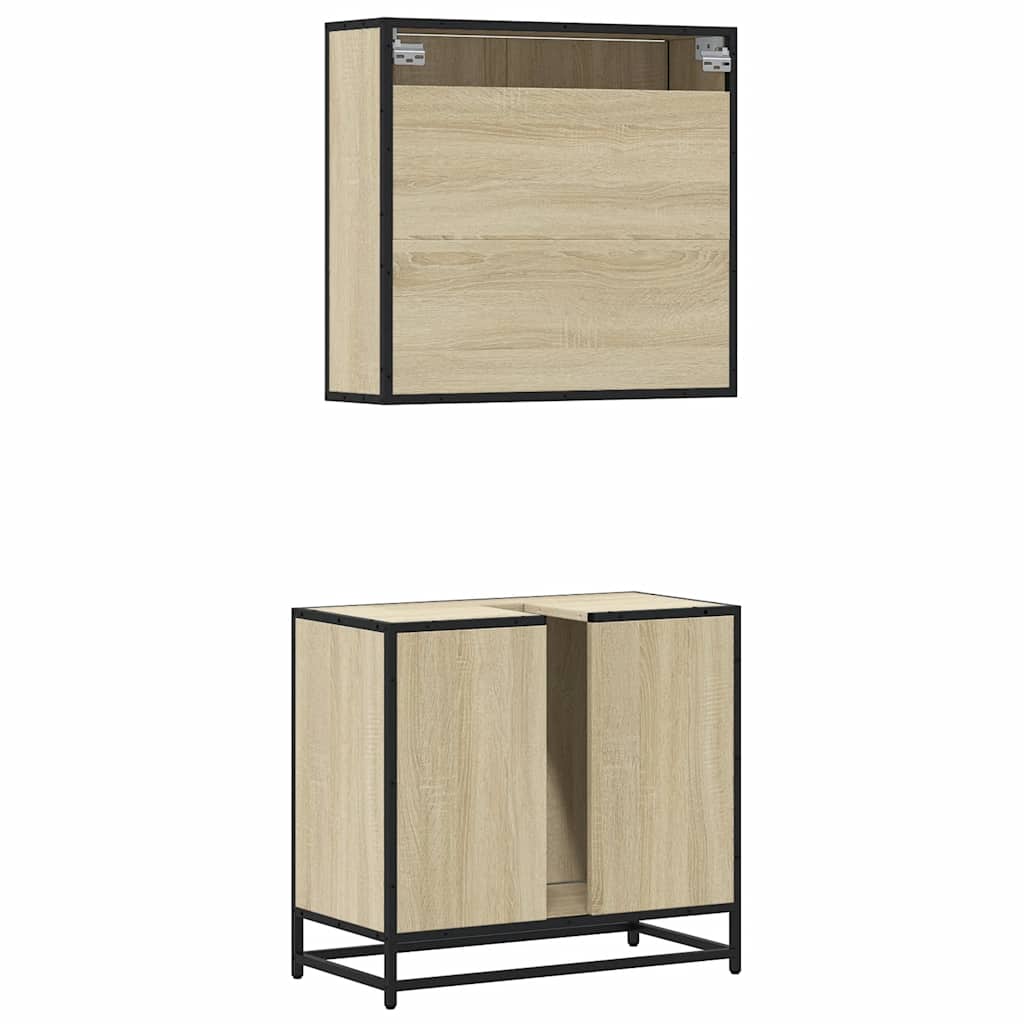 Set Mobili da Bagno 2 pz Rovere Sonoma in Legno Multistrato 3300896
