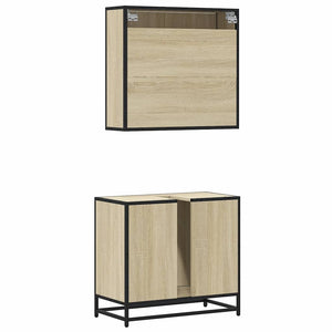 Set Mobili da Bagno 2 pz Rovere Sonoma in Legno Multistrato