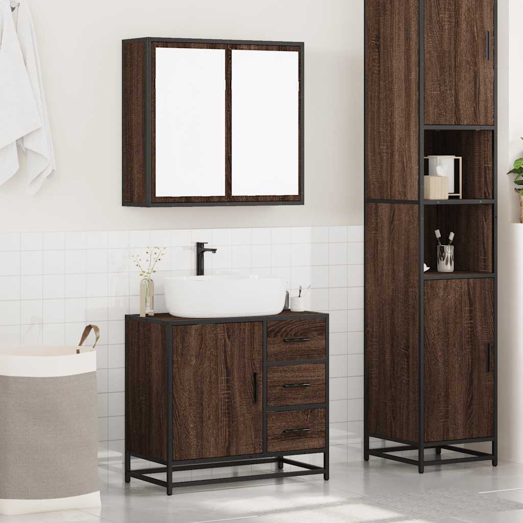 Set Mobili da Bagno 2 pz Rovere Marrone in Legno Multistrato 3300899
