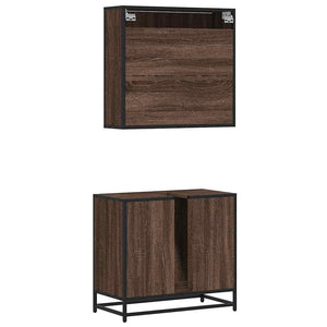 vidaXL Set Mobili da Bagno 2 pz Rovere Marrone in Legno Multistrato