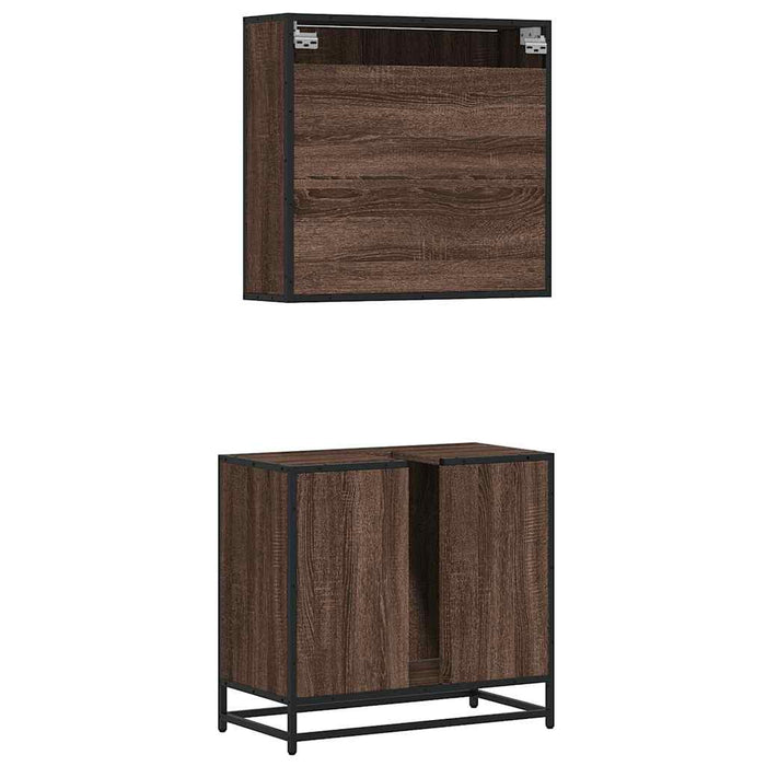 vidaXL Set Mobili da Bagno 2 pz Rovere Marrone in Legno Multistrato