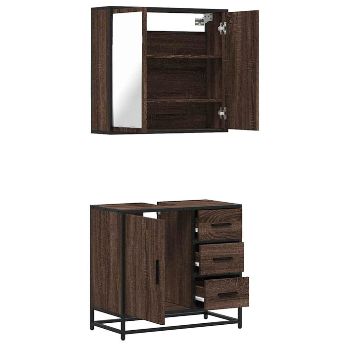 vidaXL Set Mobili da Bagno 2 pz Rovere Marrone in Legno Multistrato