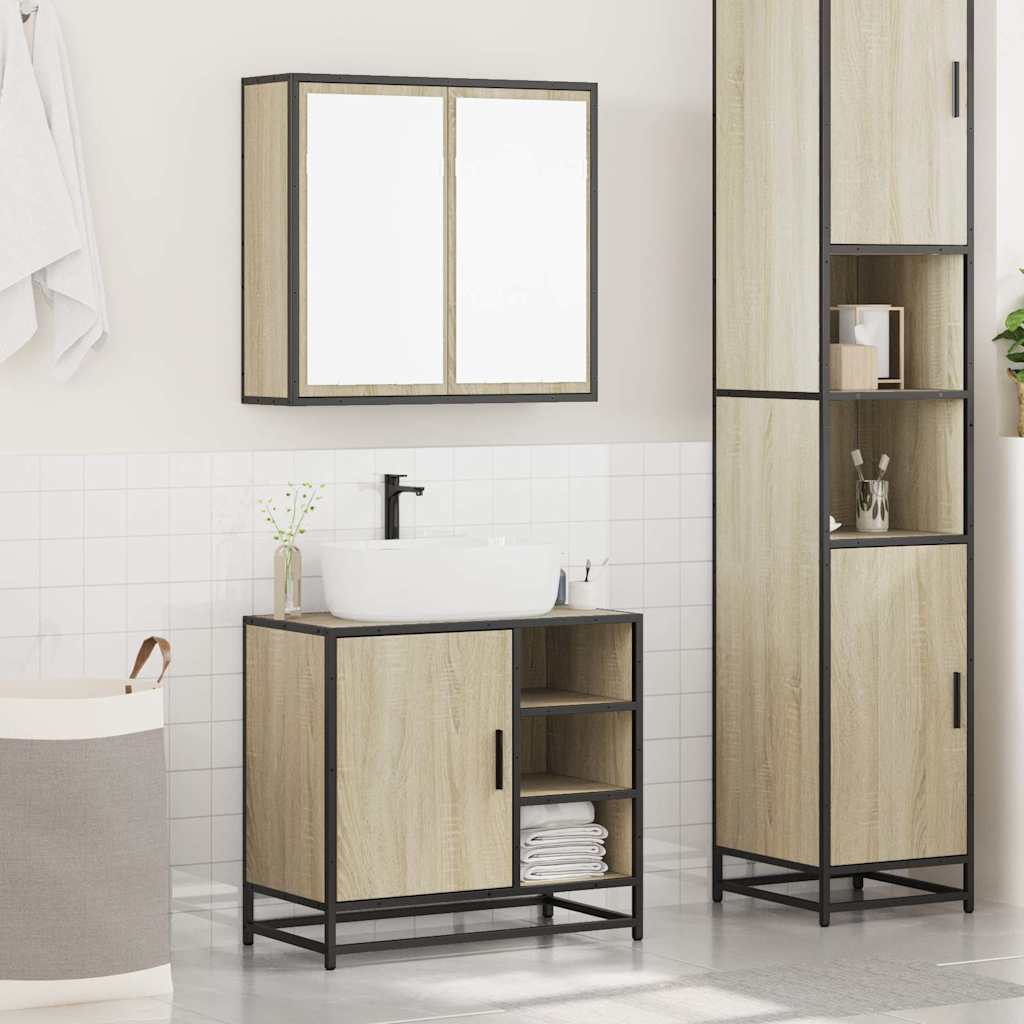Set Mobili da Bagno 2 pz Rovere Sonoma in Legno Multistrato 3300906