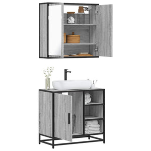 vidaXL Set Mobili da Bagno 2 pz Grigio Sonoma in Legno Multistrato