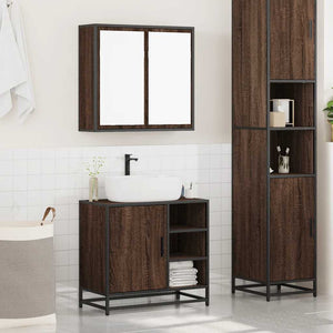 Set Mobili da Bagno 2 pz Rovere Marrone in Legno Multistrato 3300909