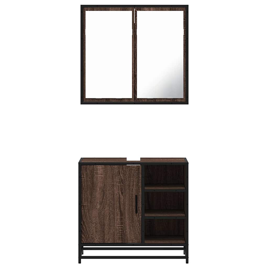 vidaXL Set Mobili da Bagno 2 pz Rovere Marrone in Legno Multistrato