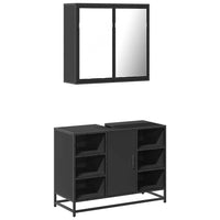 Set Mobili da Bagno 2 pz Nero in Legno Multistrato 3300910