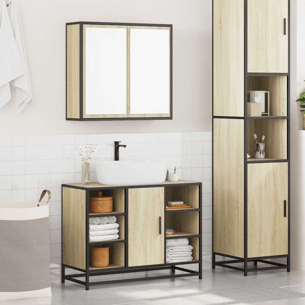 Set Mobili da Bagno 2 pz Rovere Sonoma in Legno Multistrato 3300911