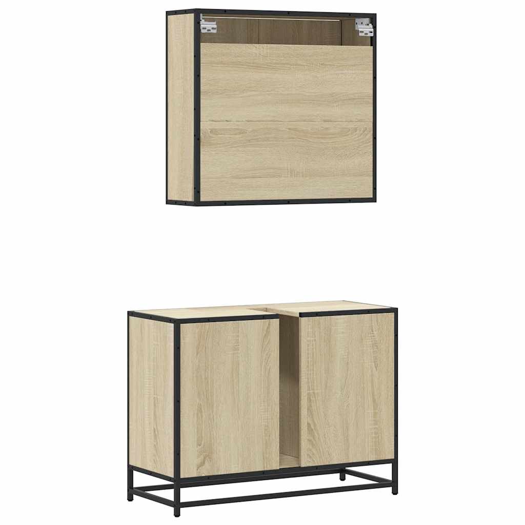 Set Mobili da Bagno 2 pz Rovere Sonoma in Legno Multistrato 3300911
