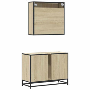 Set Mobili da Bagno 2 pz Rovere Sonoma in Legno Multistrato 3300911