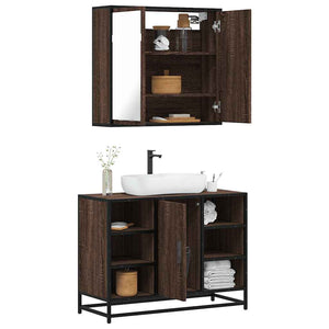 Set Mobili da Bagno 2 pz Rovere Marrone in Legno Multistrato 3300914