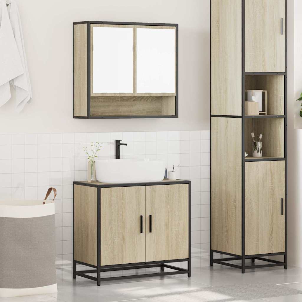 Set Mobili da Bagno 2 pz Rovere Sonoma in Legno Multistrato 3300916
