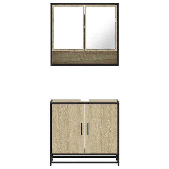 Set Mobili da Bagno 2 pz Rovere Sonoma in Legno Multistrato 3300916
