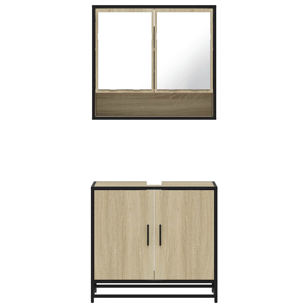 vidaXL Set Mobili da Bagno 2 pz Rovere Sonoma in Legno Multistrato
