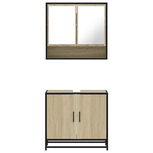 vidaXL Set Mobili da Bagno 2 pz Rovere Sonoma in Legno Multistrato