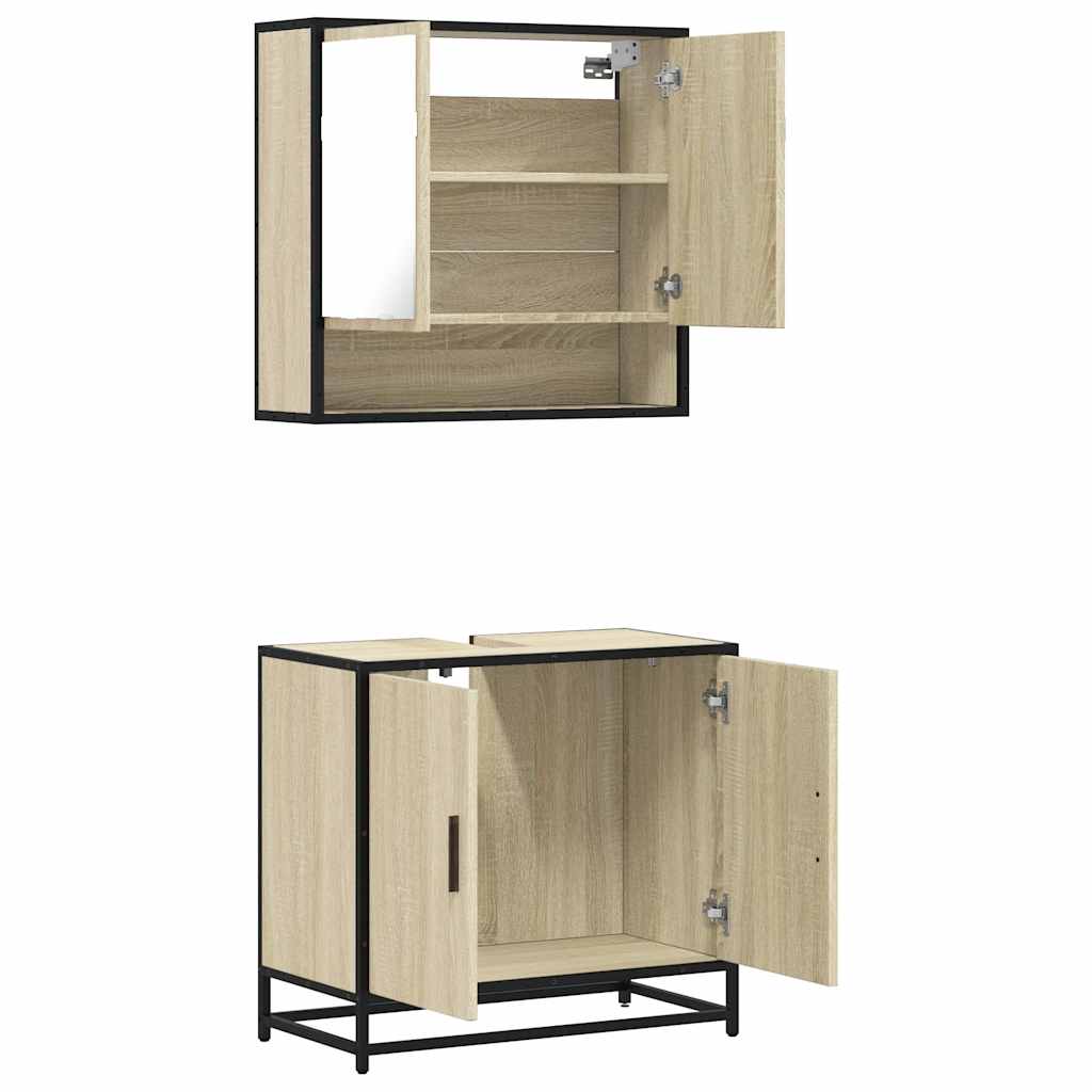vidaXL Set Mobili da Bagno 2 pz Rovere Sonoma in Legno Multistrato