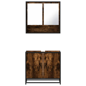 vidaXL Set Mobili da Bagno 2 pz Rovere Fumo in Legno Multistrato