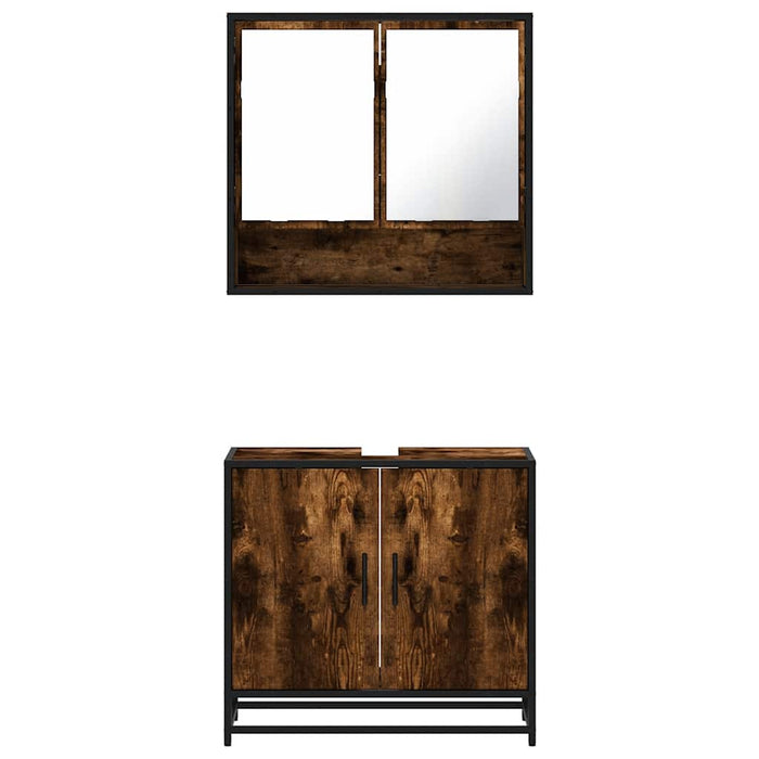 vidaXL Set Mobili da Bagno 2 pz Rovere Fumo in Legno Multistrato