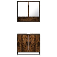 Set Mobili da Bagno 2 pz Rovere Fumo in Legno Multistrato 3300917