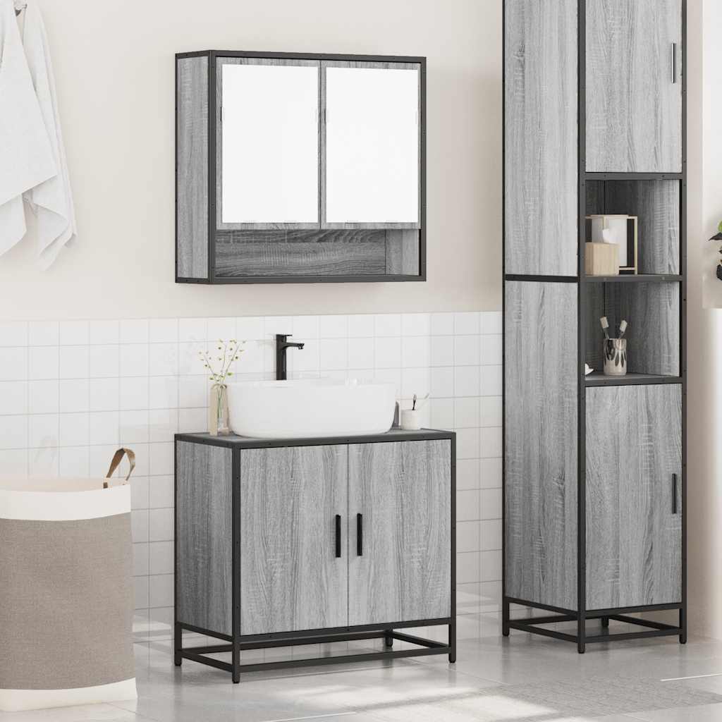 Set Mobili da Bagno 2 pz Grigio Sonoma in Legno Multistrato 3300918