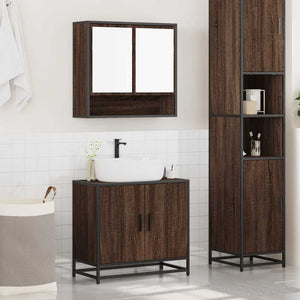 Set Mobili da Bagno 2 pz Rovere Marrone in Legno Multistrato 3300919
