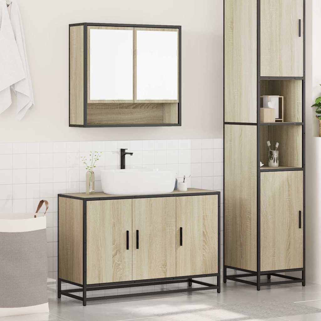 vidaXL Set Mobili da Bagno 2 pz Rovere Sonoma in Legno Multistrato
