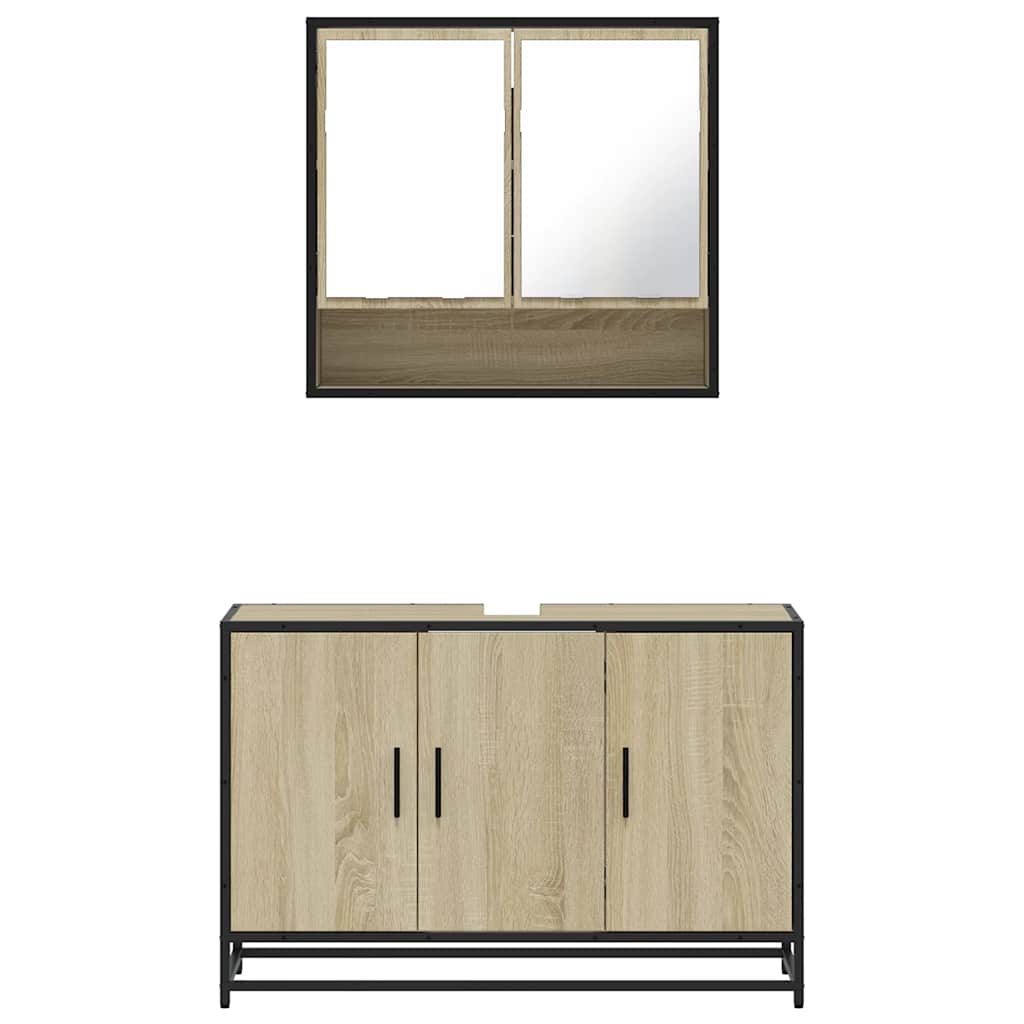 vidaXL Set Mobili da Bagno 2 pz Rovere Sonoma in Legno Multistrato