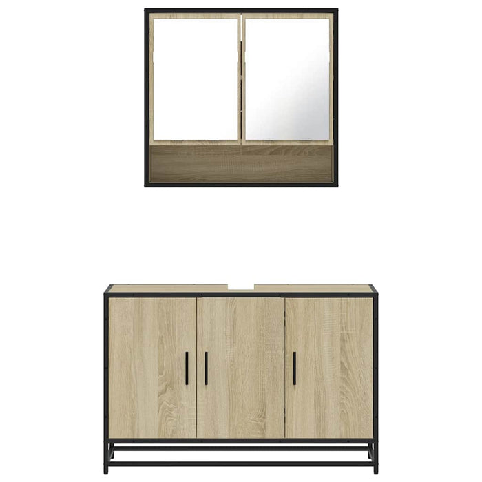 vidaXL Set Mobili da Bagno 2 pz Rovere Sonoma in Legno Multistrato