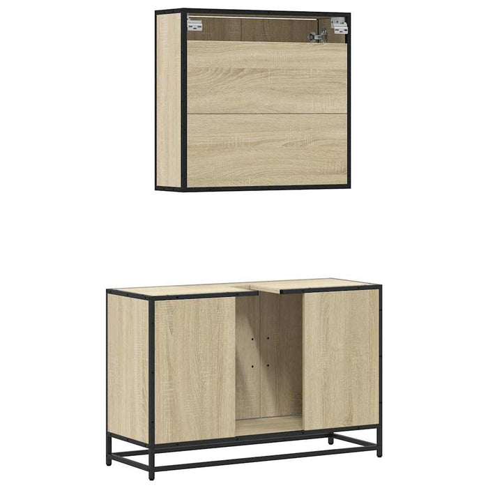 vidaXL Set Mobili da Bagno 2 pz Rovere Sonoma in Legno Multistrato