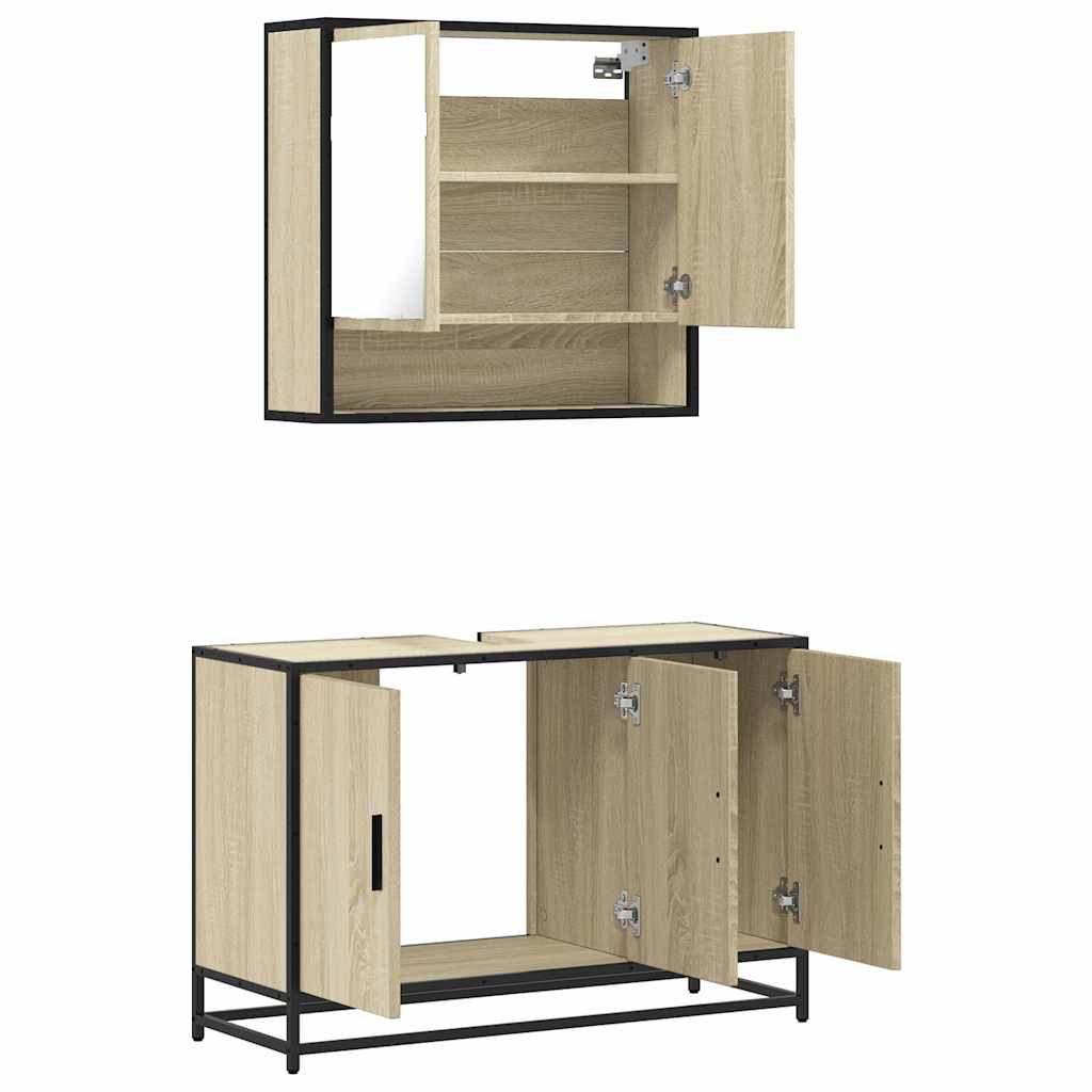 vidaXL Set Mobili da Bagno 2 pz Rovere Sonoma in Legno Multistrato