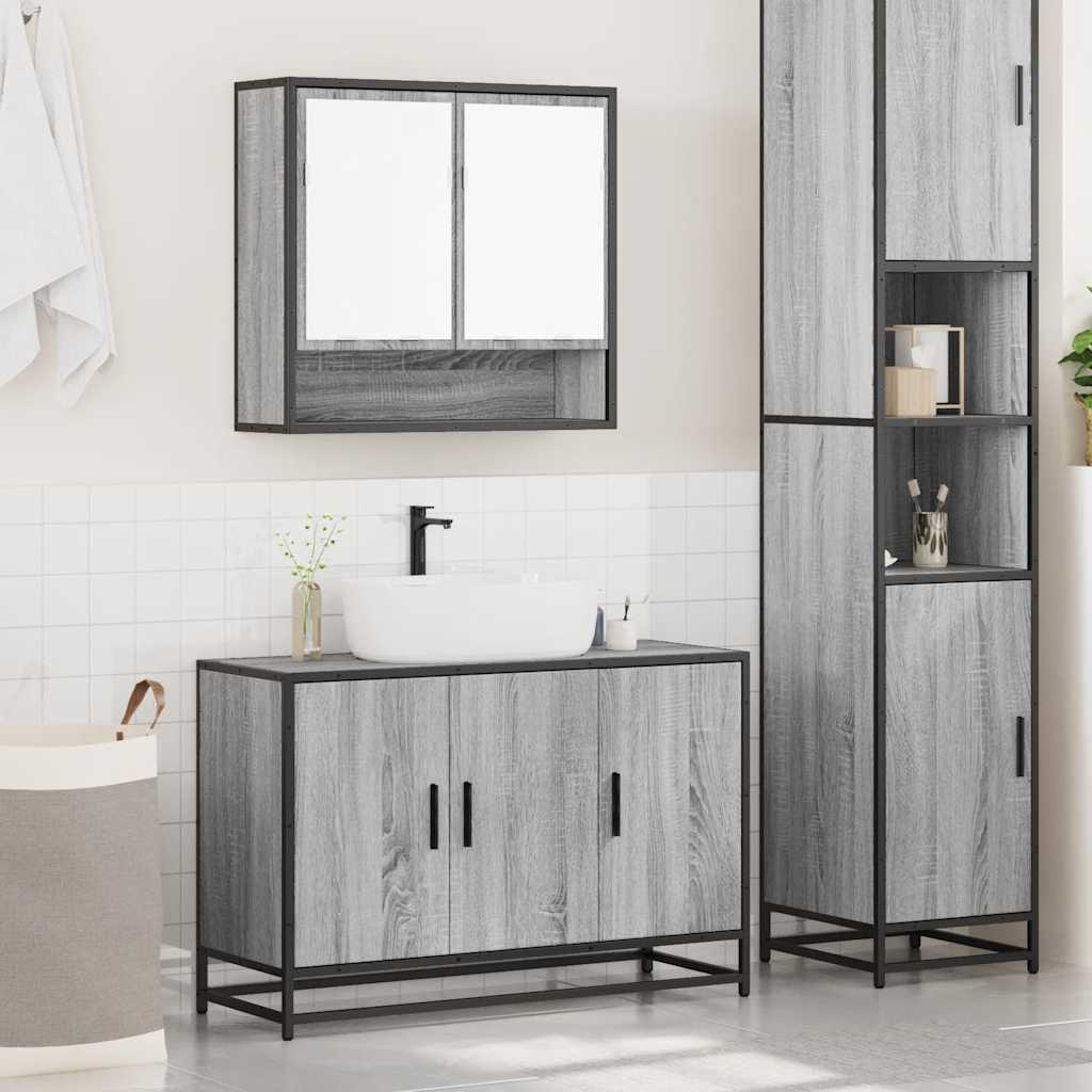 Set Mobili da Bagno 2 pz Grigio Sonoma in Legno Multistrato 3300923