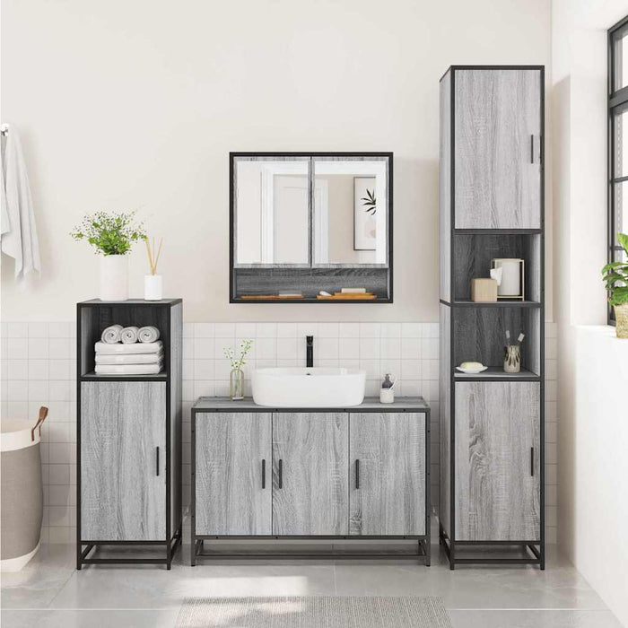 Set Mobili da Bagno 2 pz Grigio Sonoma in Legno Multistrato 3300923