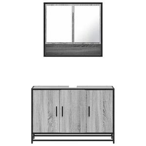 Set Mobili da Bagno 2 pz Grigio Sonoma in Legno Multistrato 3300923