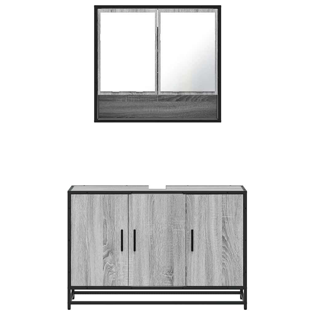 vidaXL Set Mobili da Bagno 2 pz Grigio Sonoma in Legno Multistrato