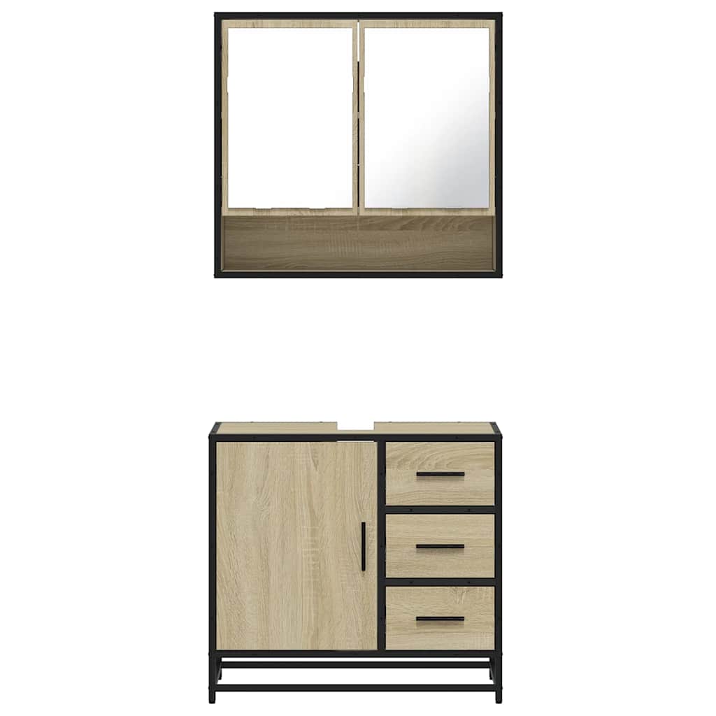 Set Mobili da Bagno 2 pz Rovere Sonoma in Legno Multistrato 3300926