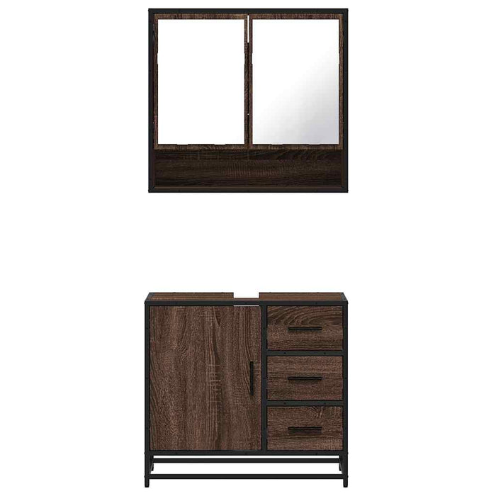 vidaXL Set Mobili da Bagno 2 pz Rovere Marrone in Legno Multistrato