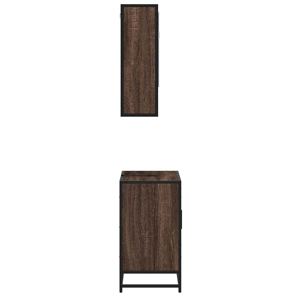 Set Mobili da Bagno 2 pz Rovere Marrone in Legno Multistrato