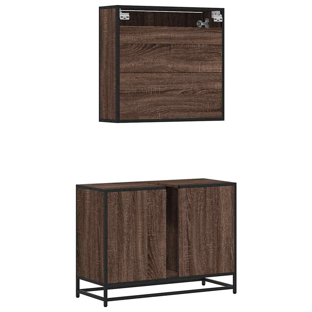 vidaXL Set Mobili da Bagno 2 pz Rovere Marrone in Legno Multistrato