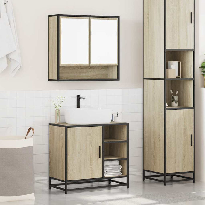 Set Mobili da Bagno 2 pz Rovere Sonoma in Legno Multistrato 3300936