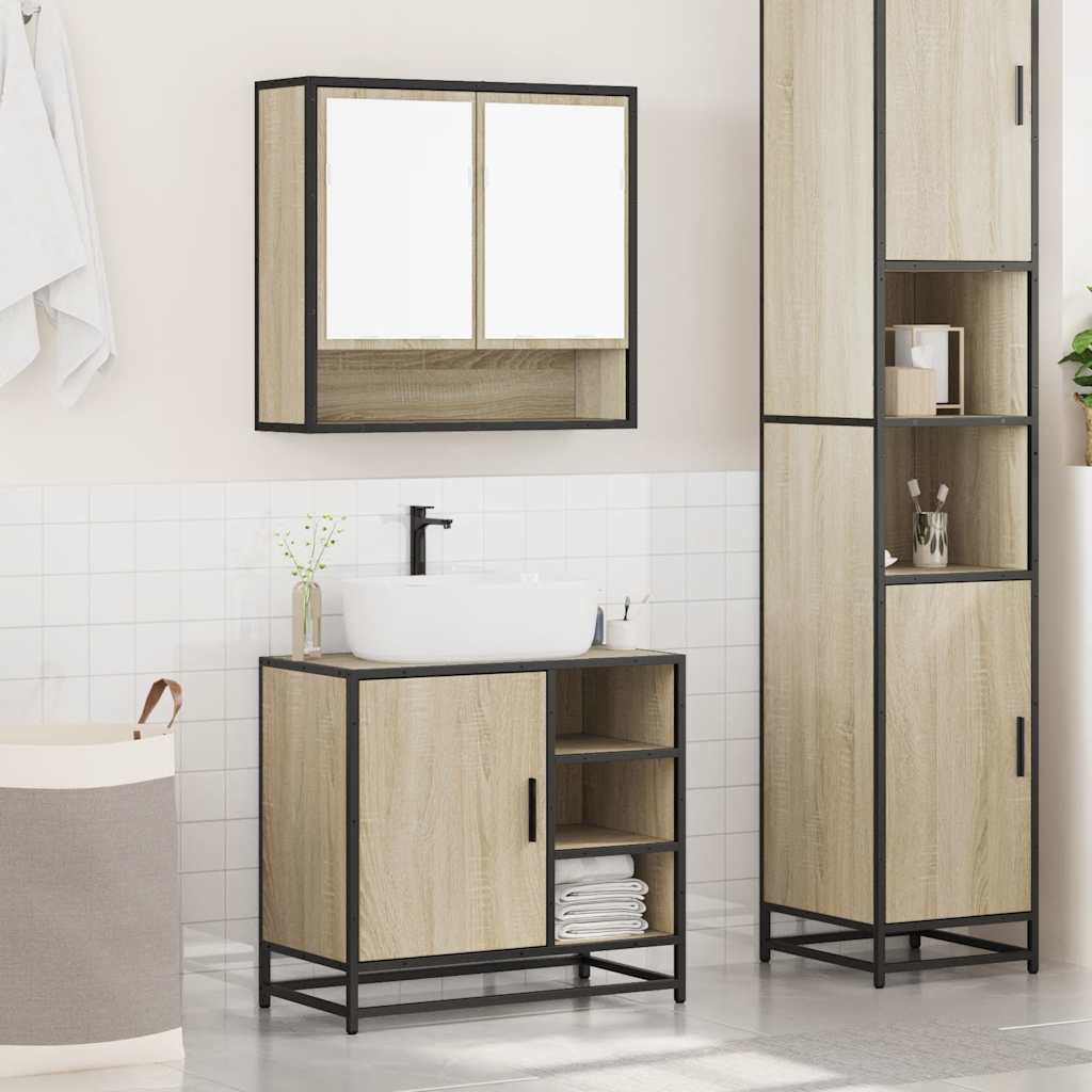 vidaXL Set Mobili da Bagno 2 pz Rovere Sonoma in Legno Multistrato