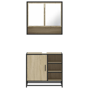 vidaXL Set Mobili da Bagno 2 pz Rovere Sonoma in Legno Multistrato