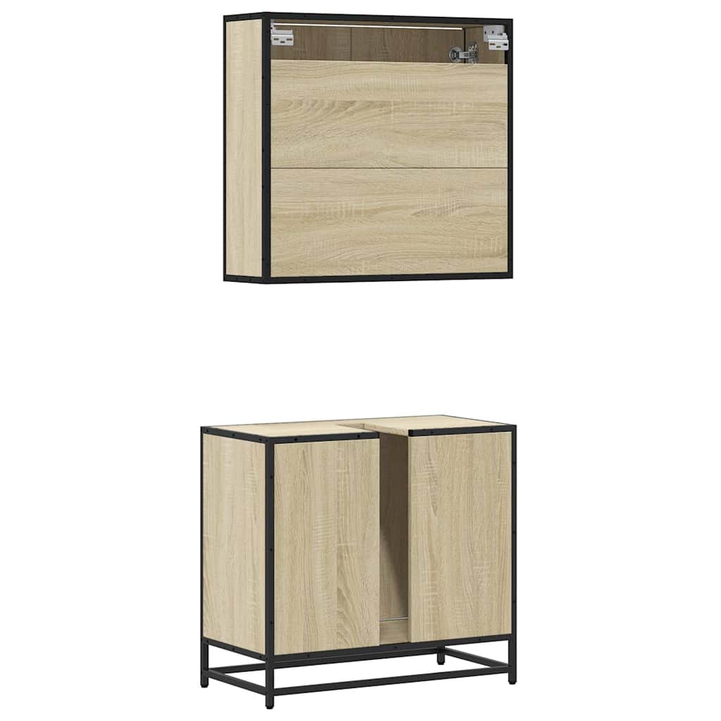 vidaXL Set Mobili da Bagno 2 pz Rovere Sonoma in Legno Multistrato